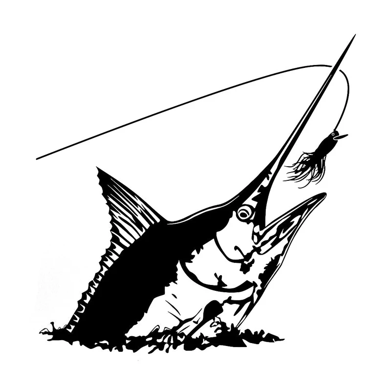 Fun and Stylish Sea Tuna Silhouette Car Sticker Pvc Car Decoration Decal Cover Scratch Decal Black/white, 17cm*17cm