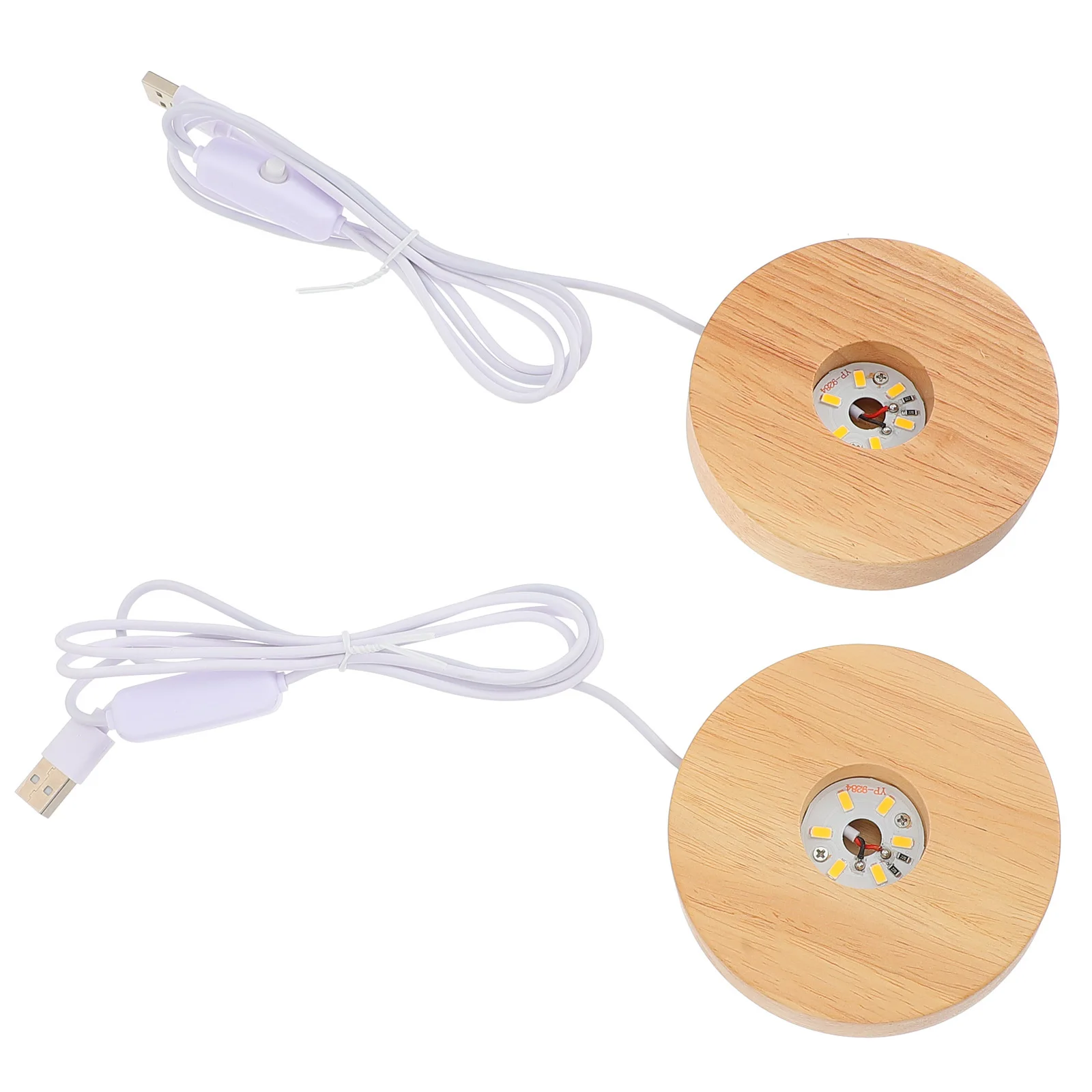 

2Pcs LED Display Stand Base Wood Illuminated Platform for Crystal Ball Decoration Living Room Display Base