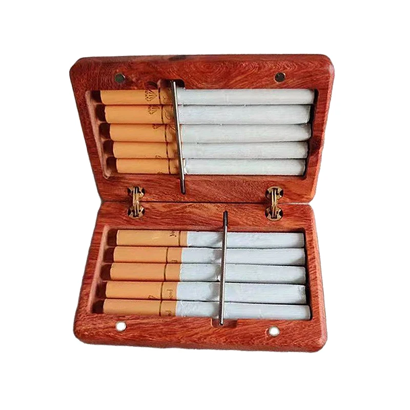 

Жесткая красная эбеновая деревянная сигарета для мужчин и женщин, контейнер для хранения для тонких сигарет длиной 84 мм и 96 мм, портативная анти-давление