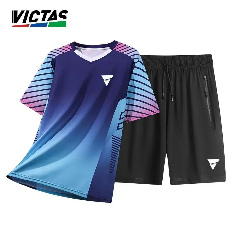 

VICTAS Table Tennis Short sleeved Sports T-shirt Men's and Women's New Summer Thin Breathable Quick drying Training Set