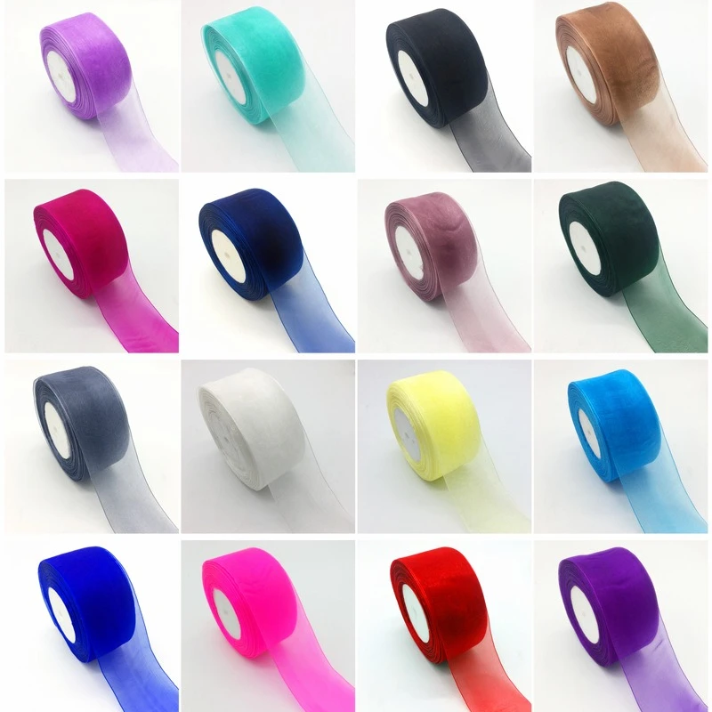 50yards/roll 40mm Organza Ribbons Gift Wrapping Decoration Christmas Silk Ribbons Lace Fabric DIY Handmade Accessories