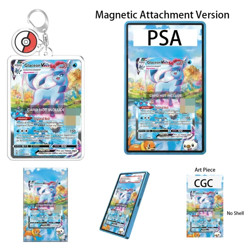 Étui de protection en acrylique recyclable pour porte-clés, avec affichage artistique pour l'art d'extension de l'anime Pokémon Evolving Skies Glaceon VMAX, cadeau pour les fans