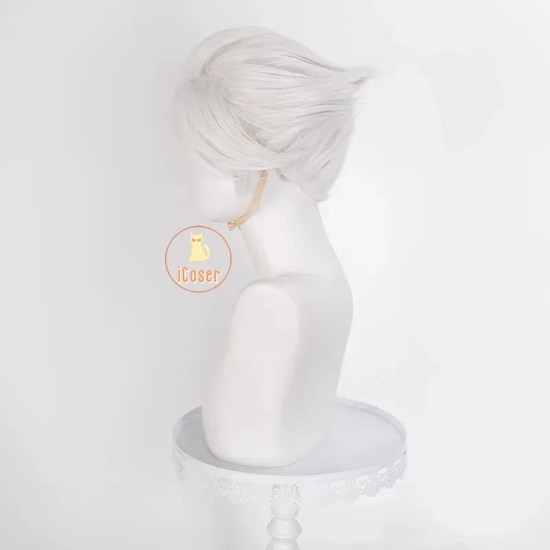 25COSiCoser أنيمي ليكون بطل X لطيف شعر مستعار تأثيري الأبيض القصير الشعر لين لينغ حفلة الهالوين للنساء الرجال كرنفال لعب الأدوار كوس P