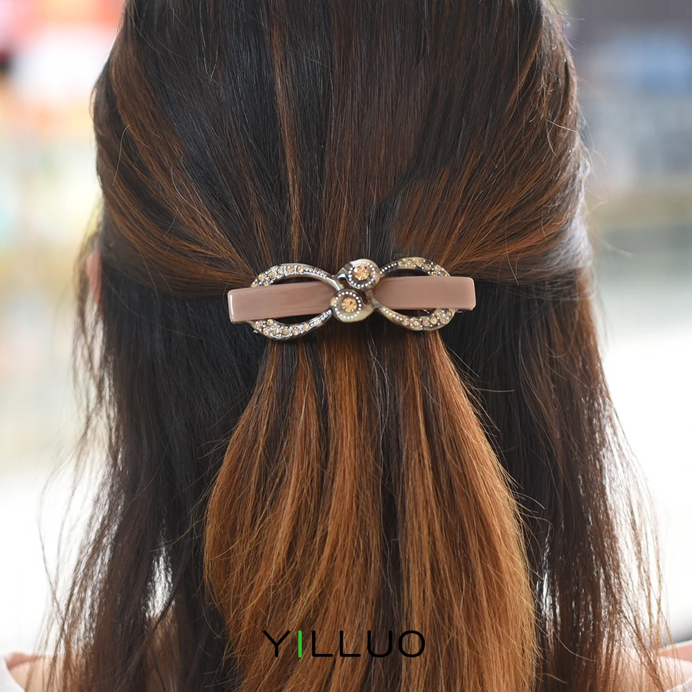 Women Headwear Girls Hairwear Korean Cute Hair Clips Vintage Bow Hair Barrette Fashion Rhinestone Hair Accessories For Women