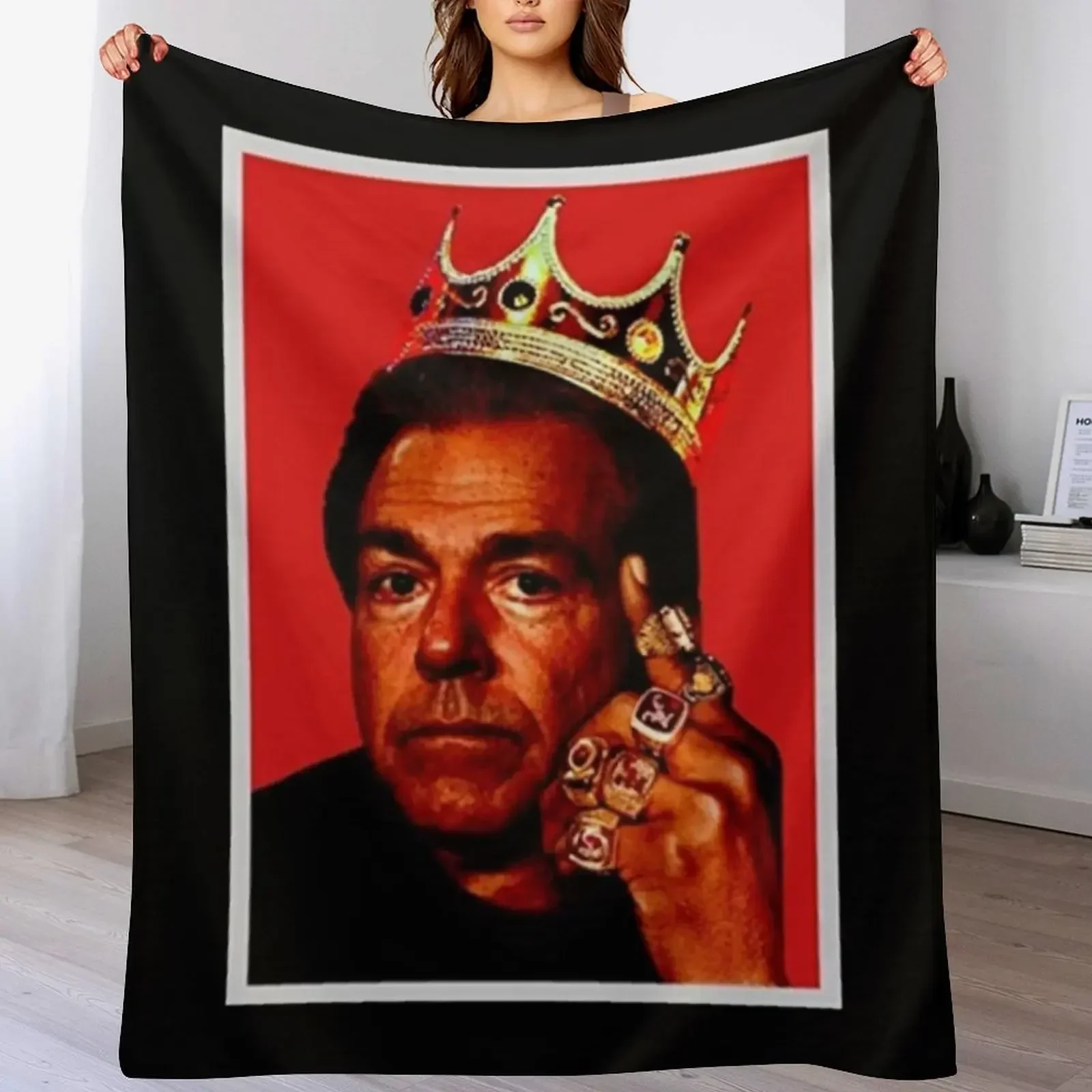 

Nick Saban Rings Throw Blanket Flannels Decorative Beds Blankets