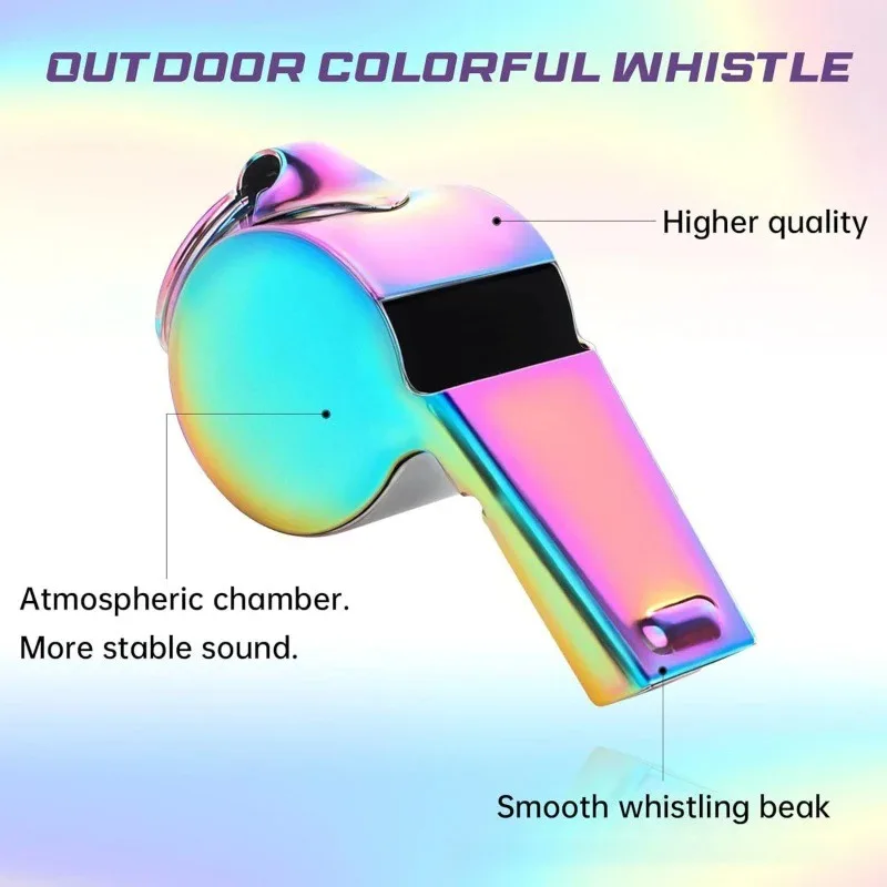 304 Stainless Steel High Pitch Emergency Whistle Neck Lanyard Included for Wilderness Survival Sports Match Referee Command Loud