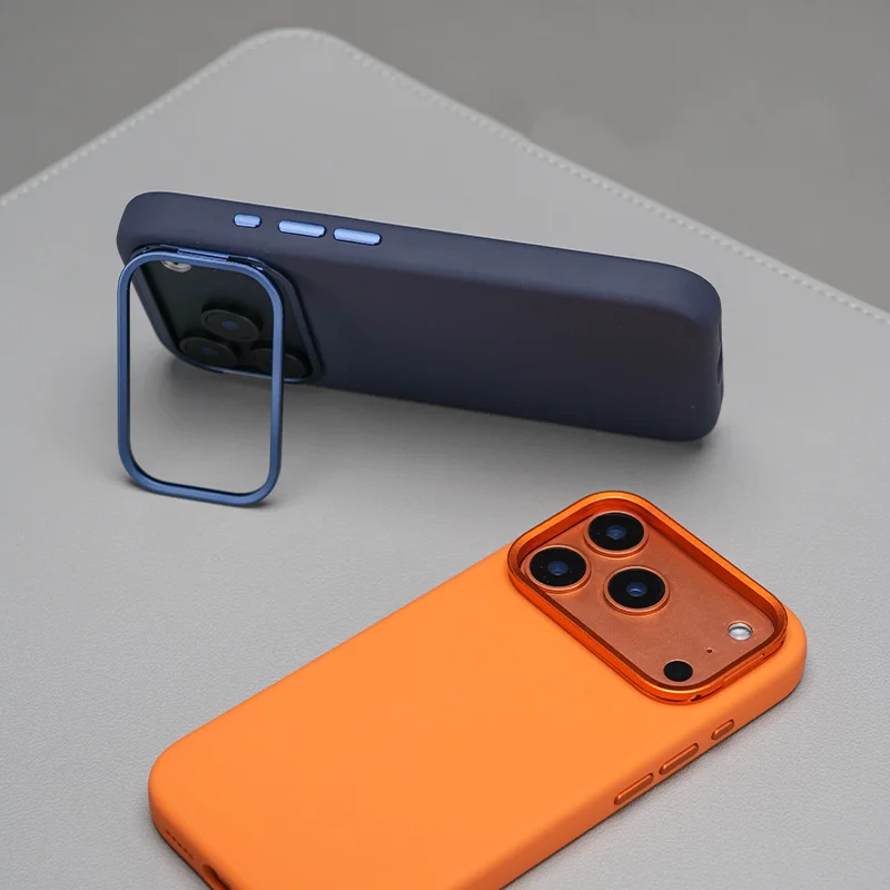 

Magnetic Metal Lens holder Liquid Silicone Phone Case For iPhone 17Pro Max 17pro 17 Solid Color Wireless Charge Protective Cover