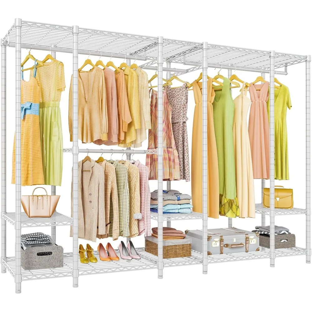 Extra Large Portable Closet Rack Bedroom  Closet, Heavy Duty Multi-Functional Metal Clothing Rack for Hanging Clothes