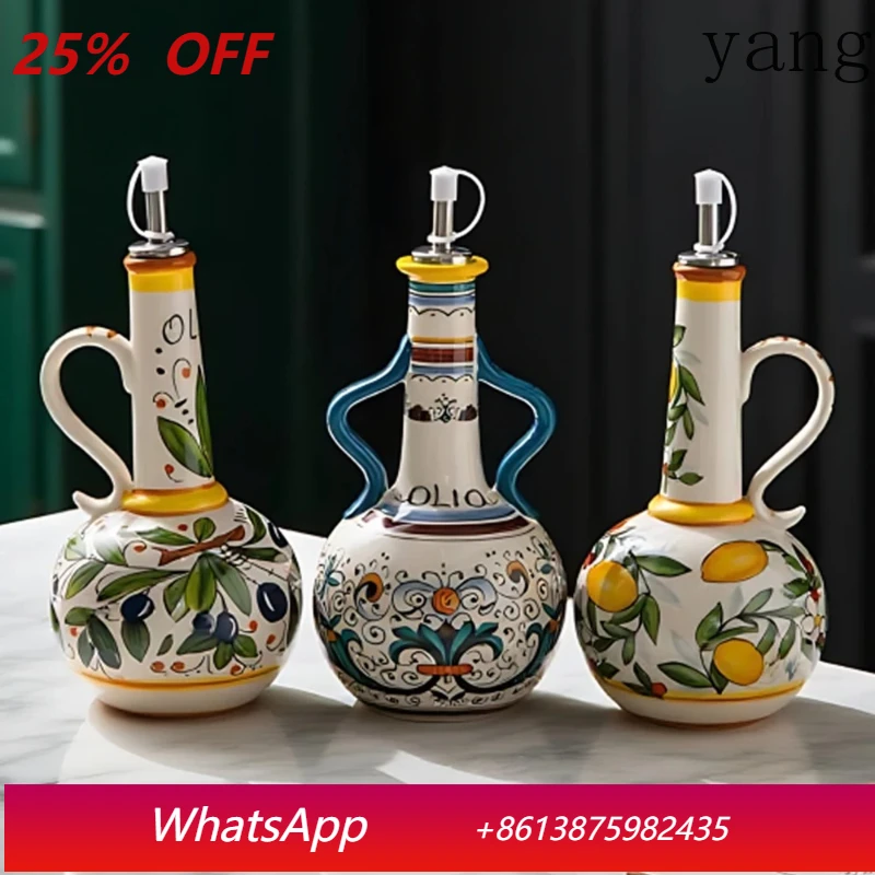 Olive Oil Dispenser Underglaze Embossed Ceramic Oil Vinegar Can Kitchen Accessories Storage Dispenser Container Bottle