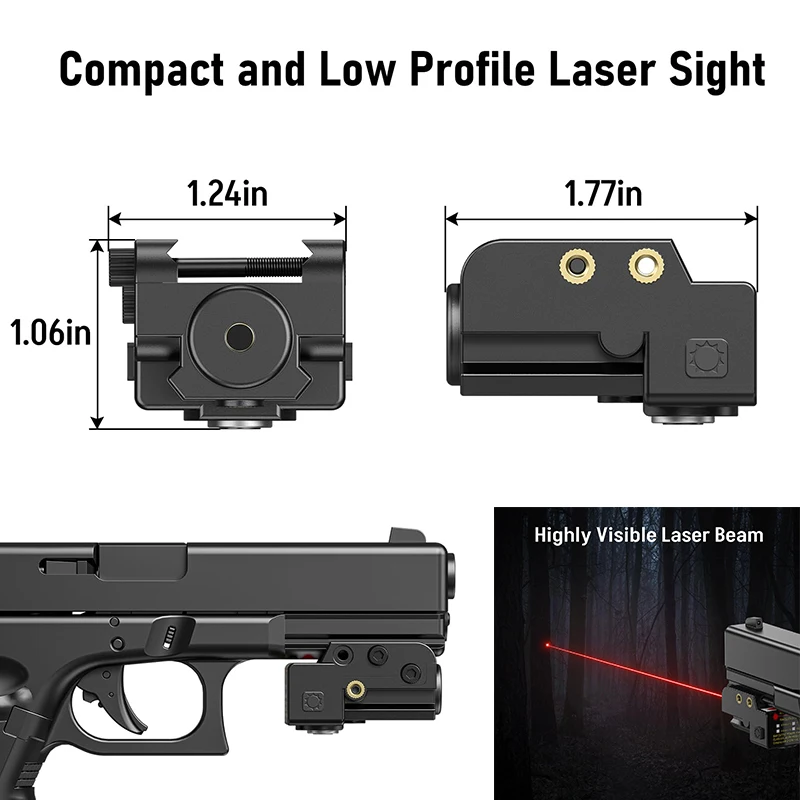 

EZshoot Red Laser Sights Laser Sight Magnetic Rechargeable for Pistol Compact Low Profile Compatible with 20mm Picatinny Rail