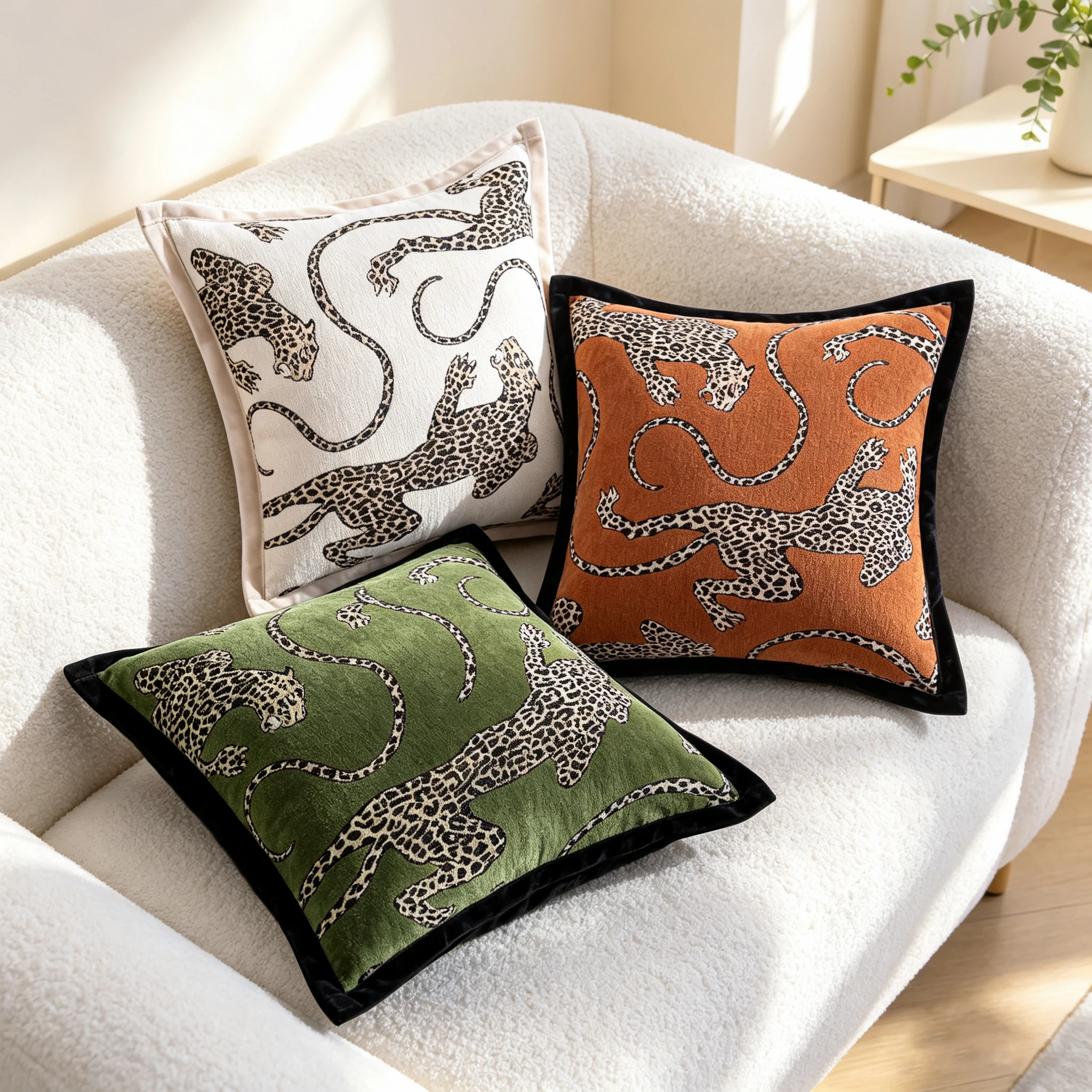 1pc Leopard Chenille Throw Pillow Cover 45x45, Modern Retro Luxury Soft Jacquard Cushion Cover for Sofa Couch Living Room Decor