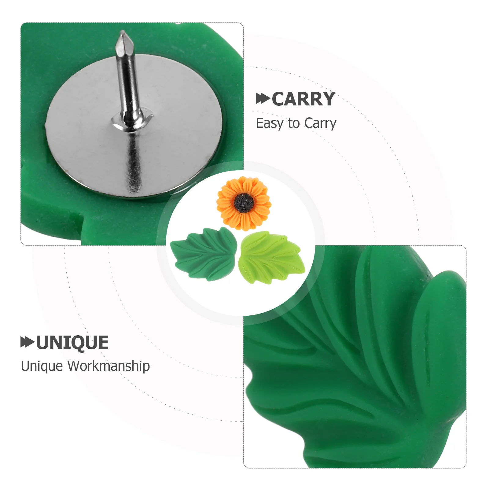 40Pcs Leaf Sunflower Push Pins Decorative Thumbtacks for Bulletin Board Office Cork Board Photo Message Pins Flower Pushpin