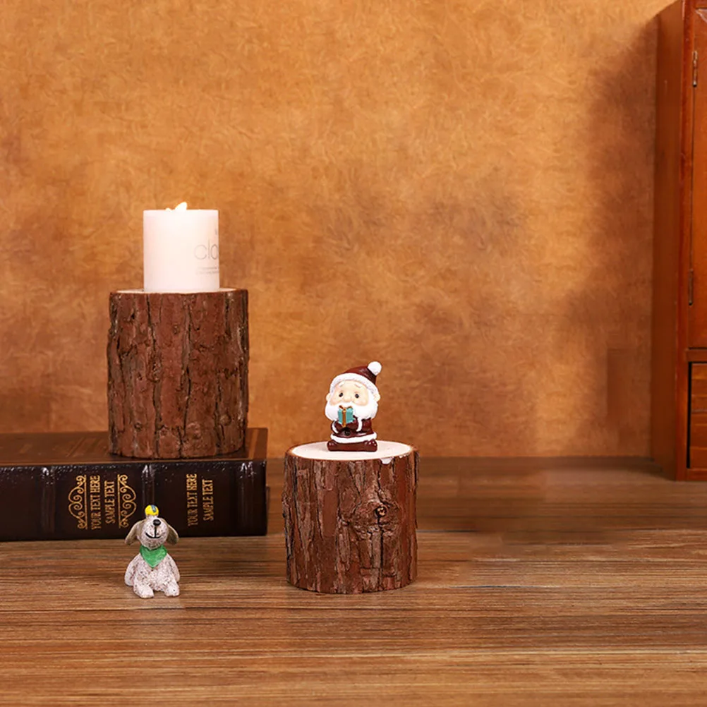 Soporte de tocón de madera, candelabros de madera Natural, decoración del hogar, candelabros votivos, centros de mesa de troncos, almacenamiento de maquillaje de madera