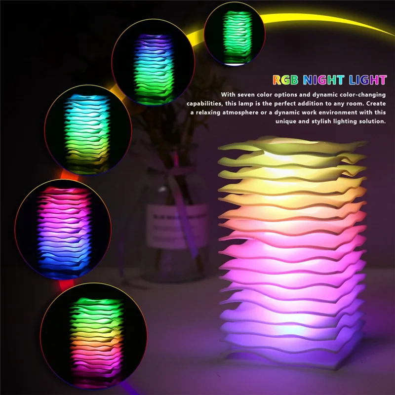 【Flash-Deal!】Dynamic Lighting Colorful Night Light Touch Sensor Bedside Lamp With 3D Illusion Design 7 Colors Remote Control LED