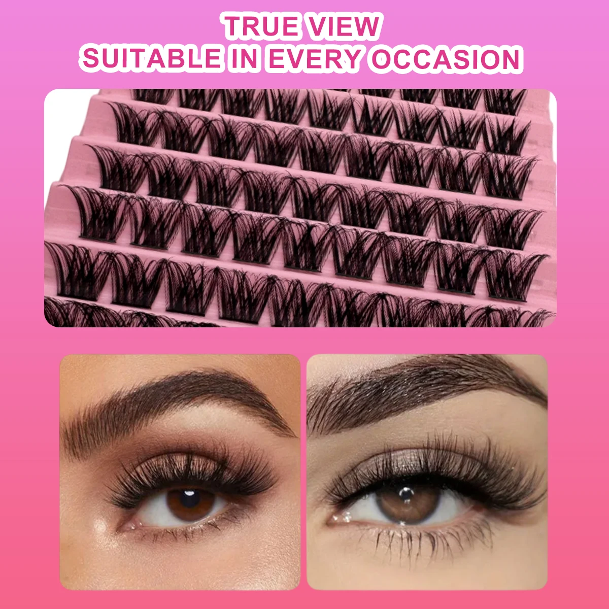 ขนตาปลอมแบบ DIY 90 ช่อ ขนตาปลอมนุ่ม น้ำหนักเบา และฟูเป็นธรรมชาติ เหมาะสำหรับงานปาร์ตี้