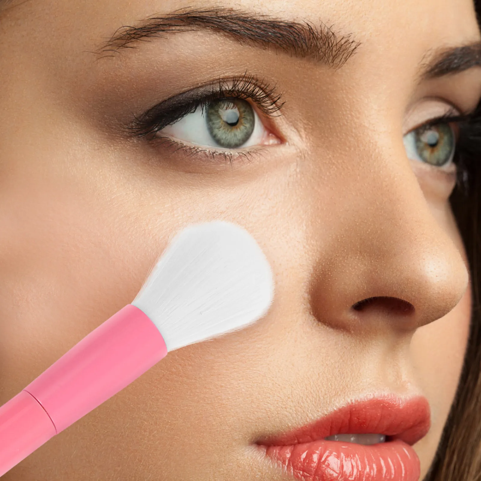 Pennello a Doppia Estremità a Forma di U per Contorno del Naso, Applicazione di Polvere e Illuminante per Ponte Nasale Alto, Strumento Multifunzionale per il Trucco