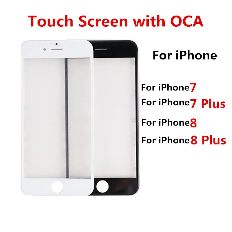 

Outer Screen For iPhone 8 Plus / iPhone8 / 7 / 7Plus Front Touch Panel LCD Display Out Glass Cover Lens Repair Parts + OCA