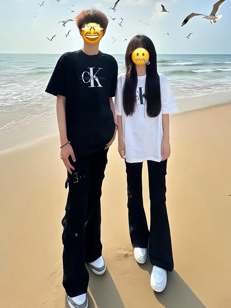 

Мужская и женская рабочая одежда, джинсы с поясом, синий ремень, прямые расклешенные длинные брюки, брюки Street Sle Cleanfit