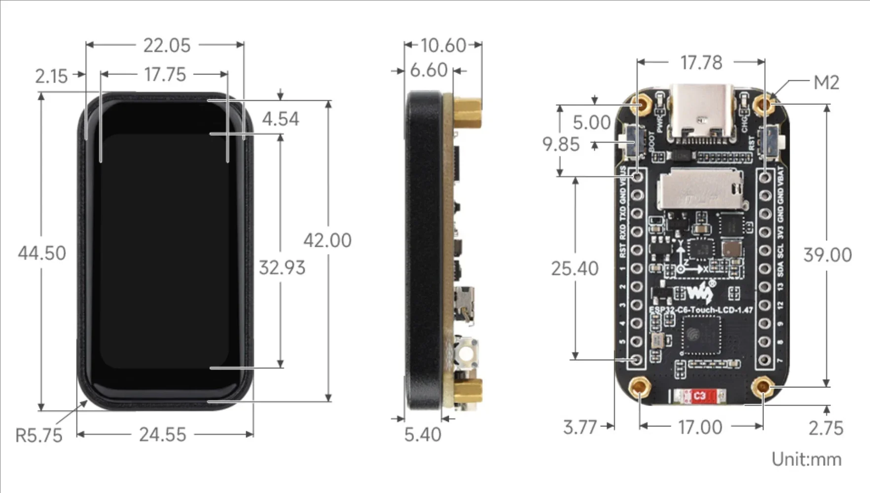 Waveshare ESP32 C6 1.47inch Display Development Board 172 320 262K Color Supports WiFi 6 Bluetooth ESP32 With Display