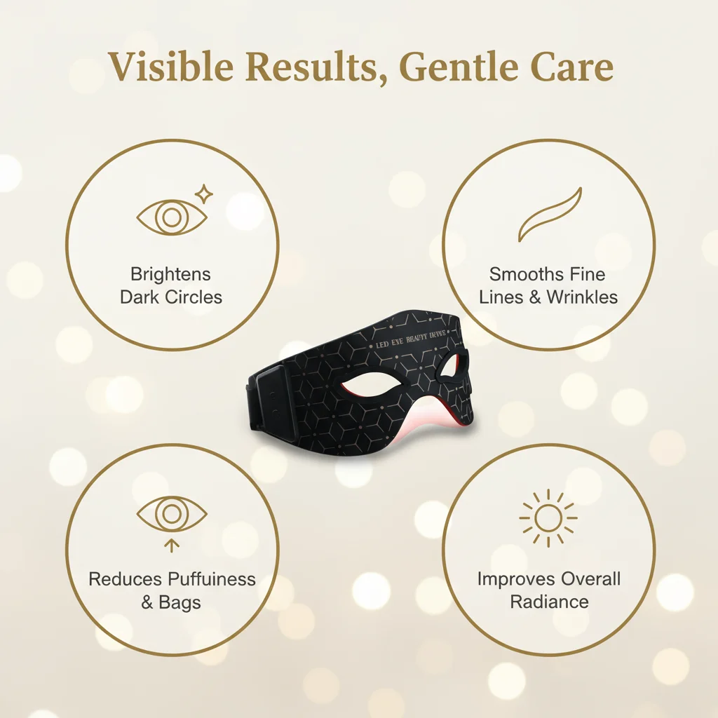 Wireless-Charging LED Red Light Therapy Eye Mask – Portable Light Therapy Skincare Mask for Relieving Eye Bags and Dark Circles