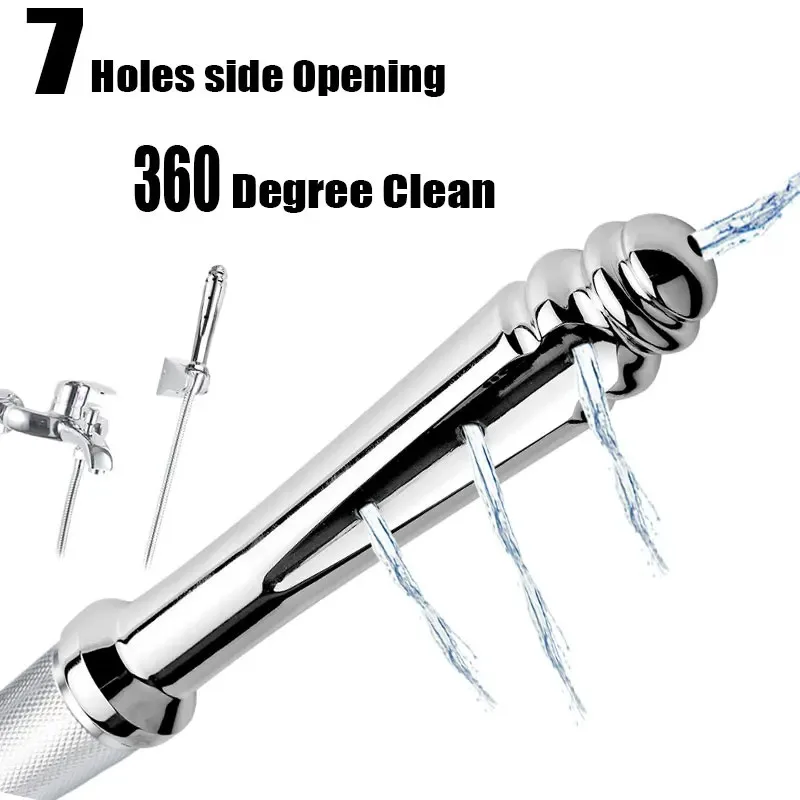 7 Holes Side Opening Shower Enema Stainless Steel Anal Douche Cleaning Enemator Metal Anal Cleaner Butt Plug Tap Anal Sex Toys