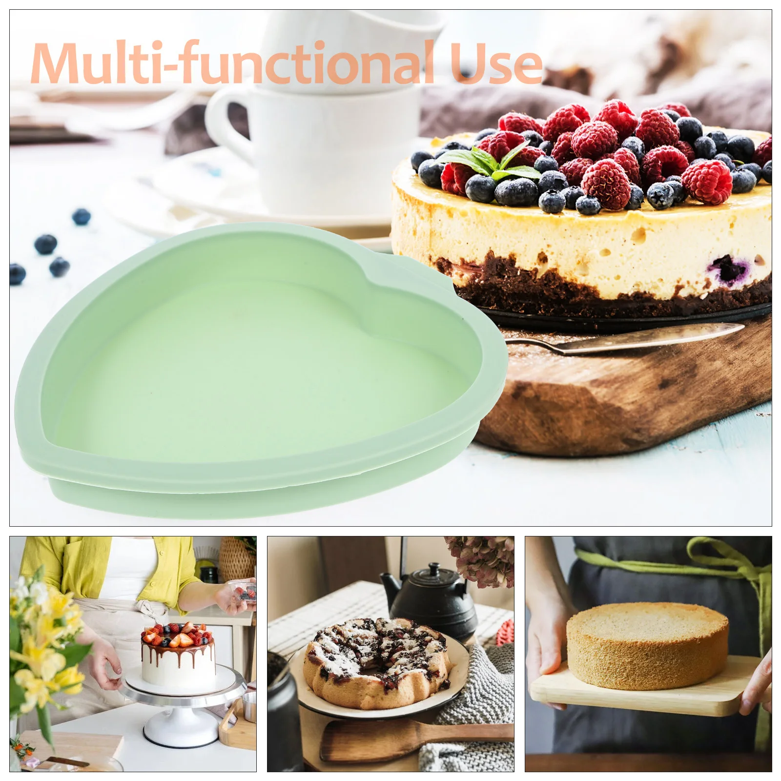 

4 Pcs Heart Shaped Silicone Cake Mold Pan Mousse Baking Chocolate Kitchen Bakeware Romantic Safe Easy Release Cleaning Home Use