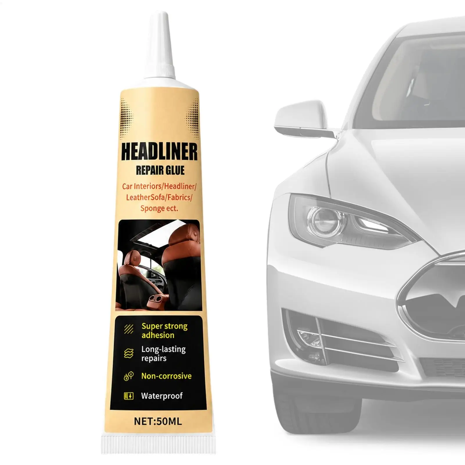 50ml Automotive Trim Glue Headliner Glue Strong Universal Quick Repair Adhesive for Upholstery Ceiling Overhead Sunroof Trunk