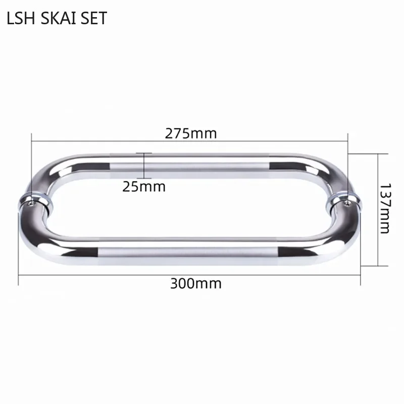 

1 Pair Glass Door Handle Bathroom Sliding Door Stainless Steel Handle Kitchen Door Round Tube Grab Rail Household Hardware