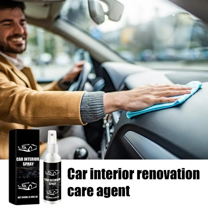 Car Interior Cleaner Waterless 100ml Interior and Dashboard Cleaner Vehicle Detailing for Preventing Drying Stain Removal