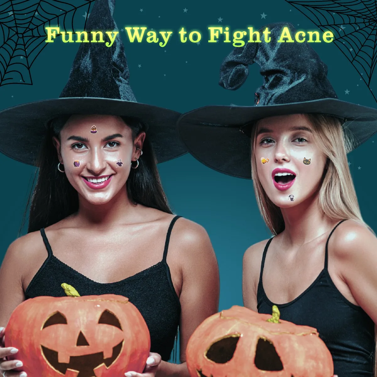 Bestseller navideño: lindos parches para espinillas de Halloween: parches amigables con la maquillaje para una atmósfera festiva. Limpieza del acné, resistente al agua, Fa