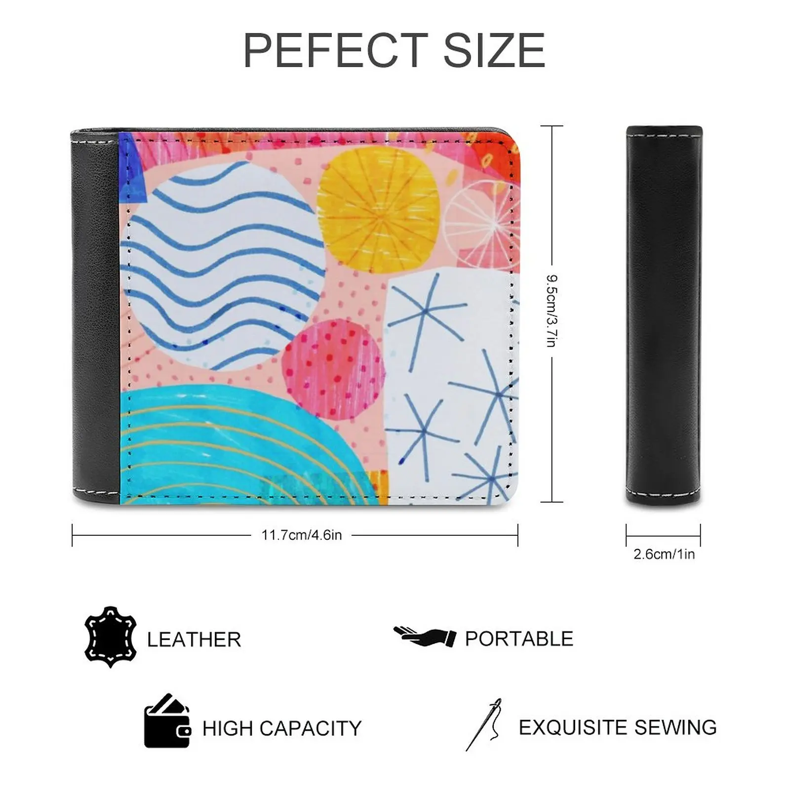 Felt Pen Happiness Fashion Credit Card Wallet Leather Wallets Personalized Wallets For Men And Women Happy Abstract Collage