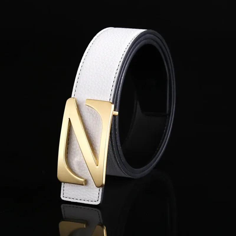 

2020 Leather Belt Men Leather Men's Waistband Z Letters Smooth Buckle Korean Fashion Leather Explosion