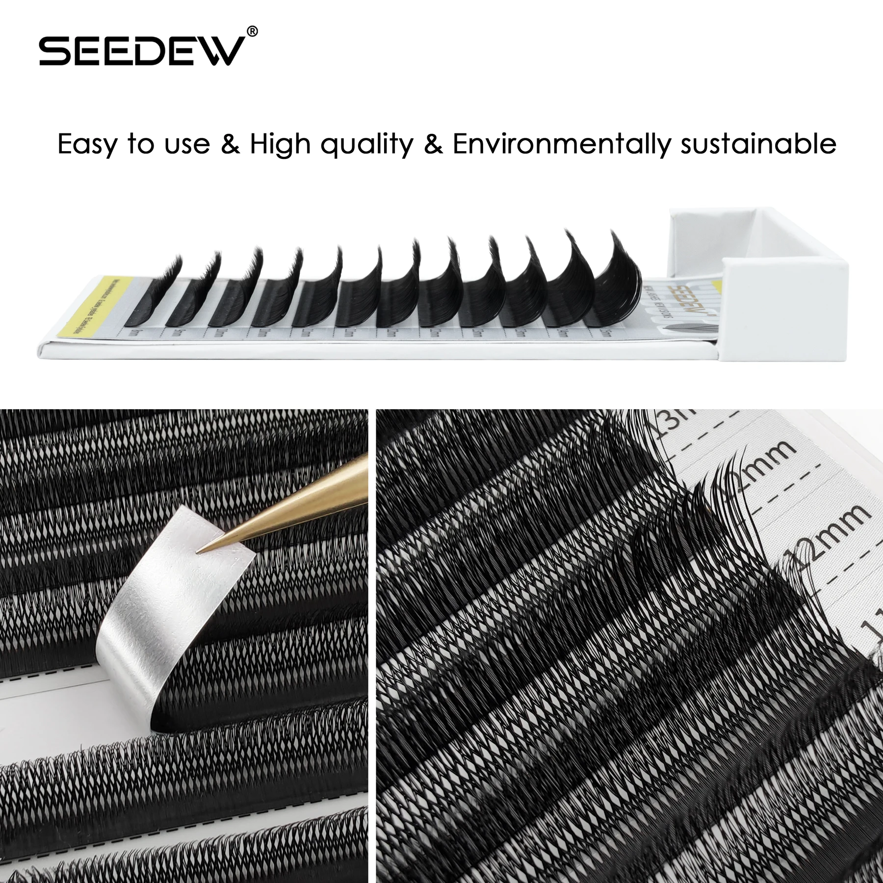 SEEDEW U-Form 3D Wimpernverlängerung Natürliche Weiche DIY Vorgefertigte Fächer-Wimpern – Detail 5