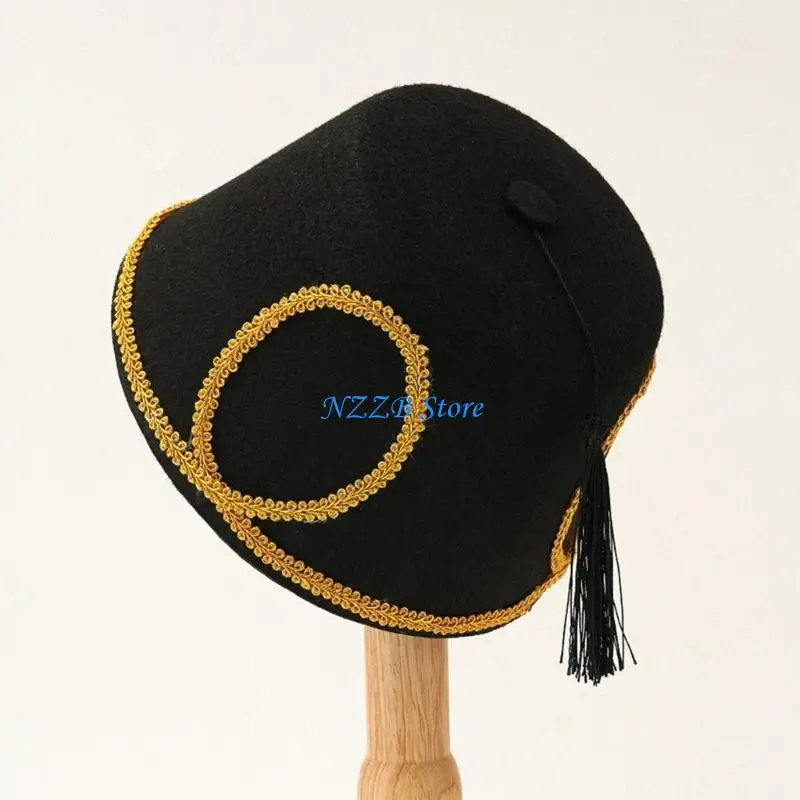 T21F النساء الأنماط العرقية قبعة السفر الرائعة قبعة خمر التطريز اليدوية قبعة للحفلات والاحتفالات المناسبة #5