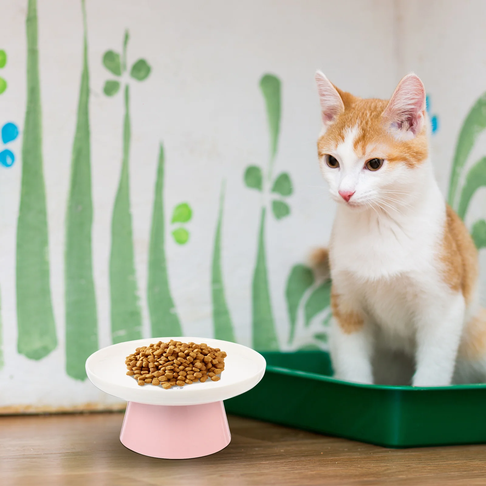 

Stable Base Raised Cat Bowl Ceramic Neck Protection Feeding Bowl Convenient Food Holder for Daily Use Cat Food Holder