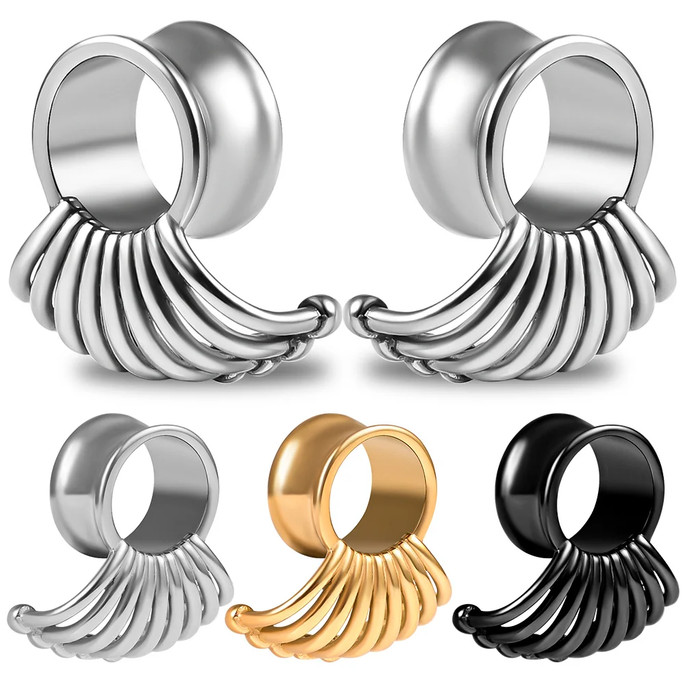 

Vanku 2PCS 316 Stainless Steel Line Round Punk Cool Ear Gauges Plugs Ear Tunnels Body Piercing Jewelry For Unisex Gift