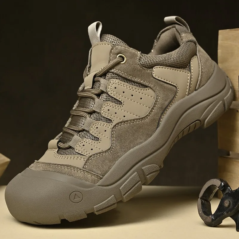 Zapatos de Senderismo para Hombre de Cuero de Gamuza, Antideslizantes, Resistentes al Desgaste, Transpirables, para Trekking, Escalada, Camping, Viajes y Uso Casual
