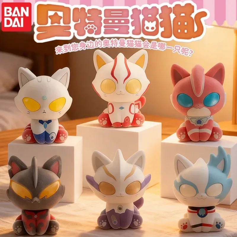 Original Bandai Ultraman Mebius Cat Plush Headgear Cute Kawaii Soft Pet Cat Accessory Stuffed Doll Decor Anime Collectible Toys