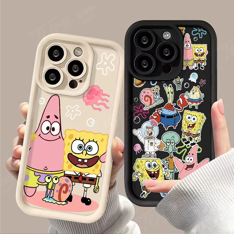 Lovely SpongeBobs Soft Silicone Phone Case for Xiaomi POCO X6 X5 X4 GT F3 F4 F5 M6 Pro X3 NFC Mi 13T 12T 11T 13 12 11 Lite 5G NE