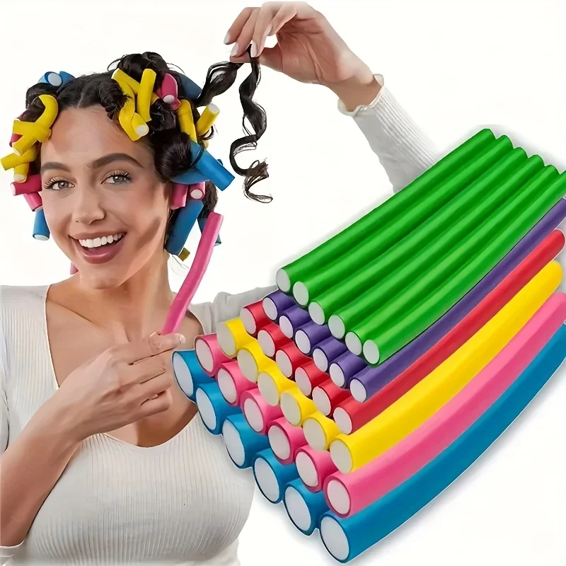 Hair Rollers/Flex Rods for Hair/Flexible Curling Rods, Hair Twist Flexi Rods No Heat Curlers Set for Soft Waves,
