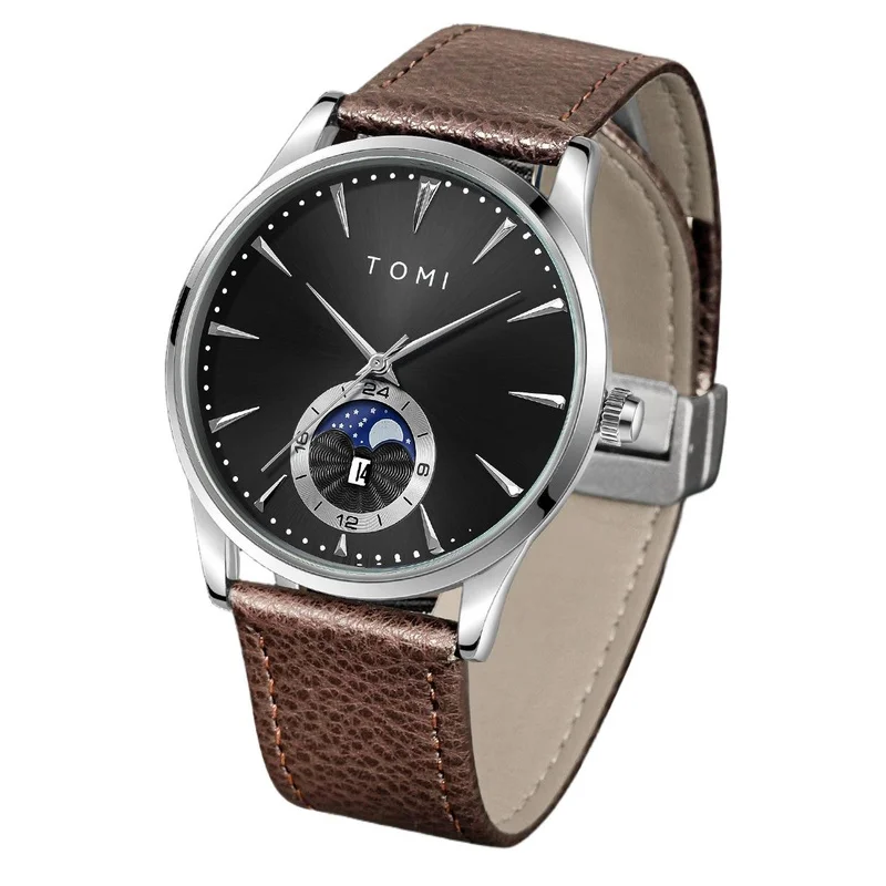 Korean Fashion Round Men's Quartz Watches Trendy Minimalist Casual Calendar Wristwatch Male Daily Wear Business Style Timepiece