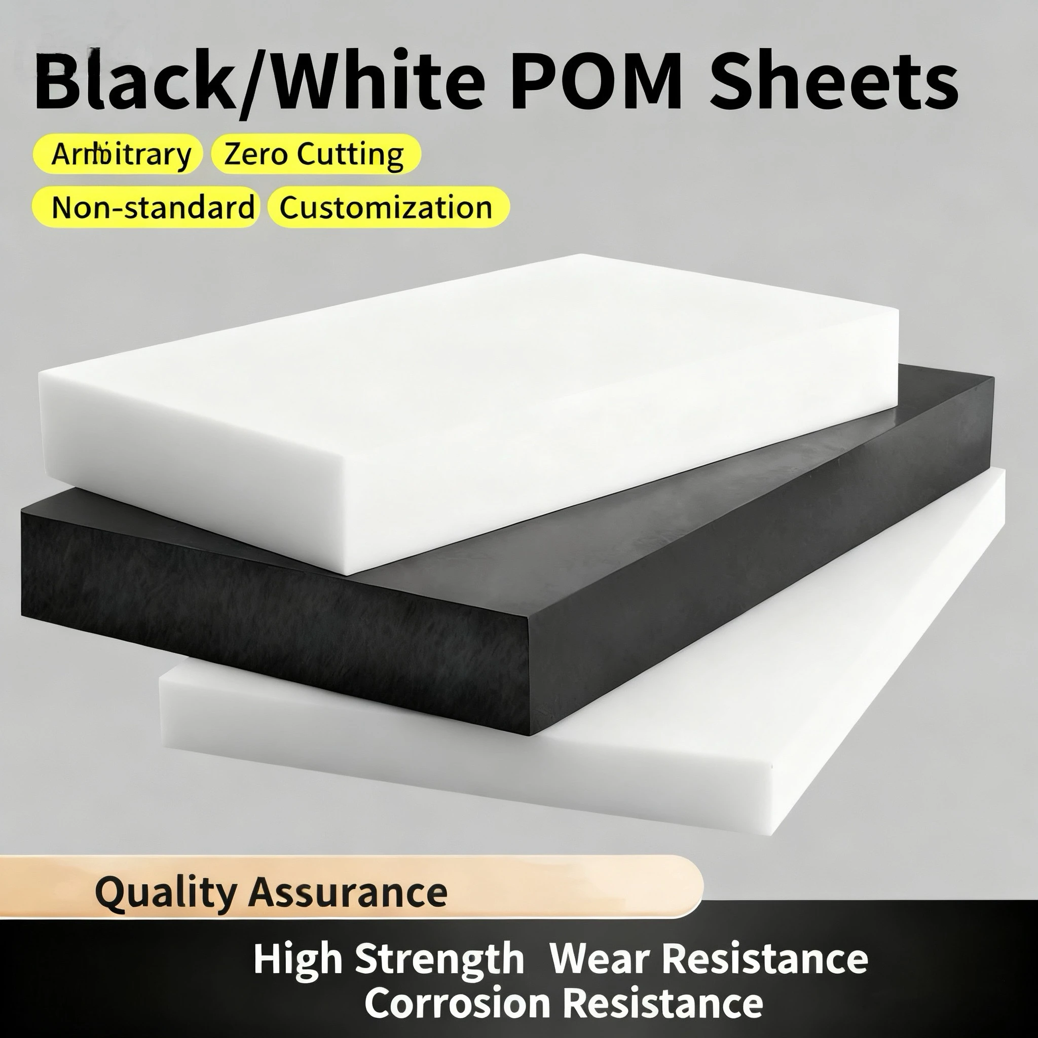 POM Board Black /White Polyoxymethylene Board Anti-static Plastic Board Engineering Plastic Steel Board Thickness 0.8mm~20mm