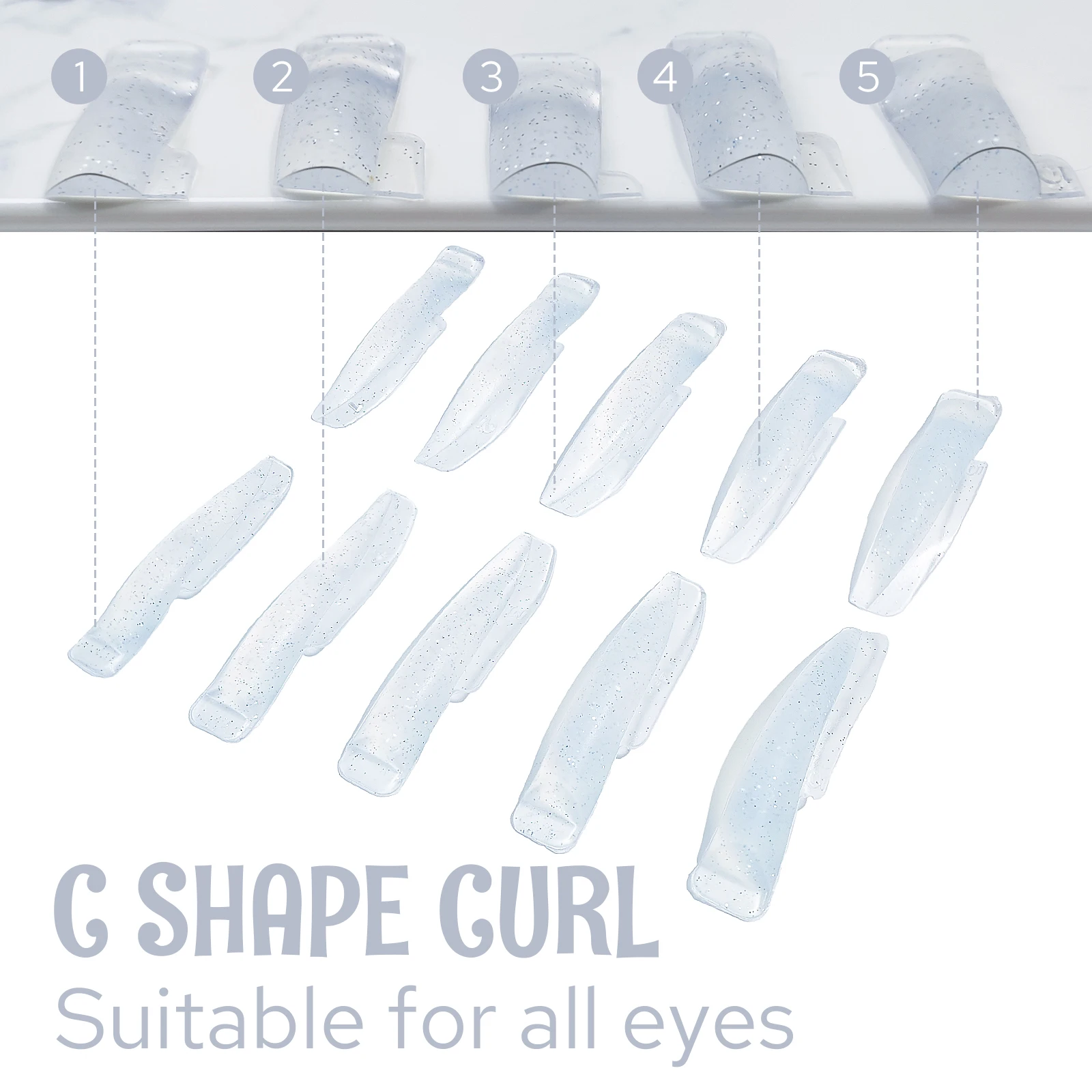 PERMANIA 5 Pairs Silicone Eyelash Perming Lamination Pad Reusable Lash Lifting Rod 3D Lashes Extension Curler Applicator Tool