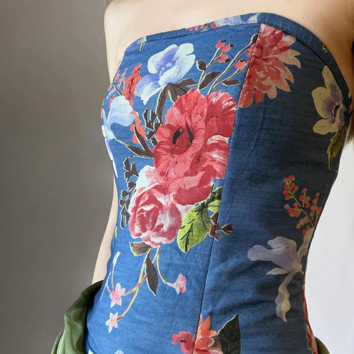 Floral Printed Tops Y2K Tube Top Woman's Corset Summer Hollow Out Strapless Vest Going Out Crop Top Fashion Slim Club Streetwear