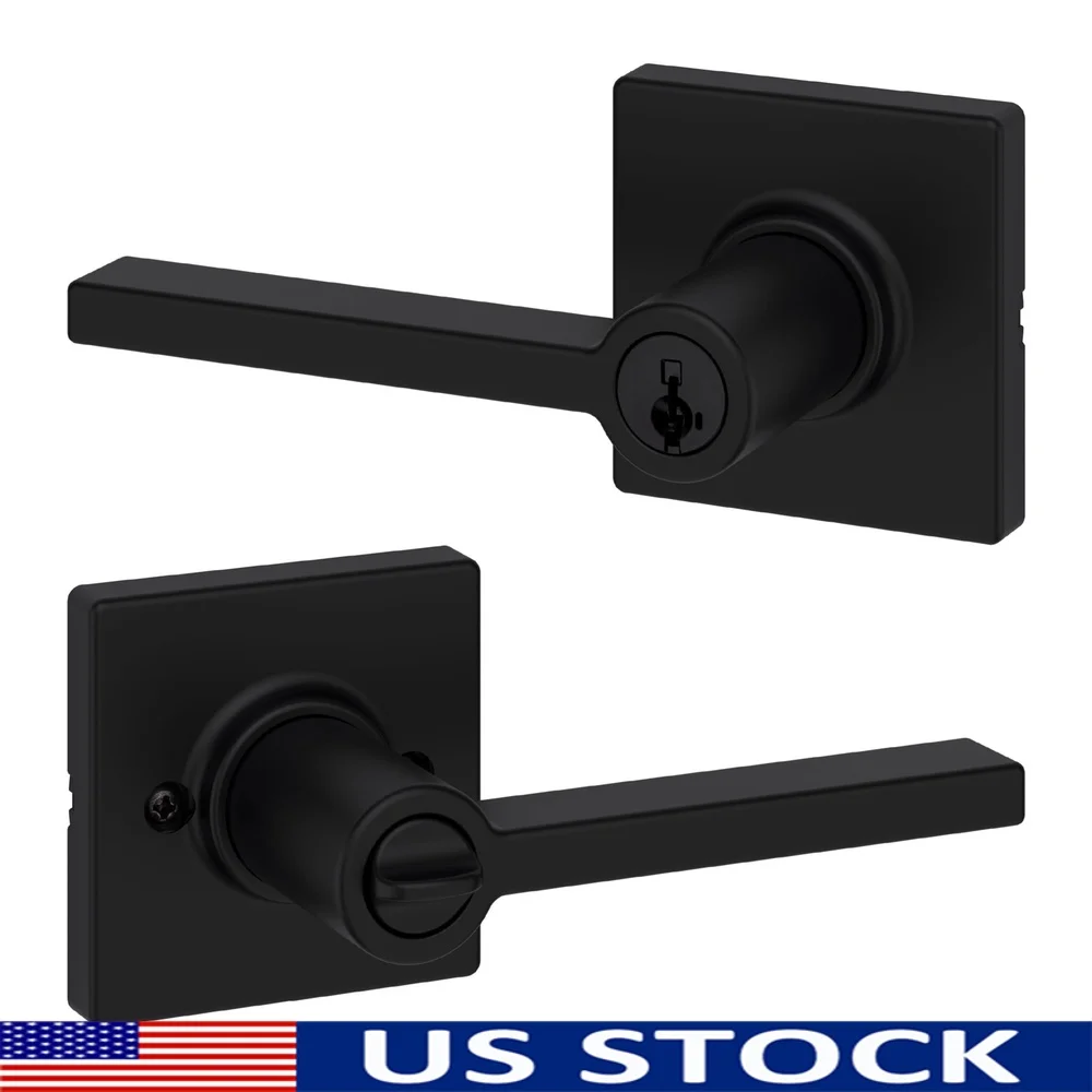 

Square Keyed Entry Lever Doorknob with SmartKey Security Adjustable Backset Antimicrobial Protection Easy Installation 2 Keys