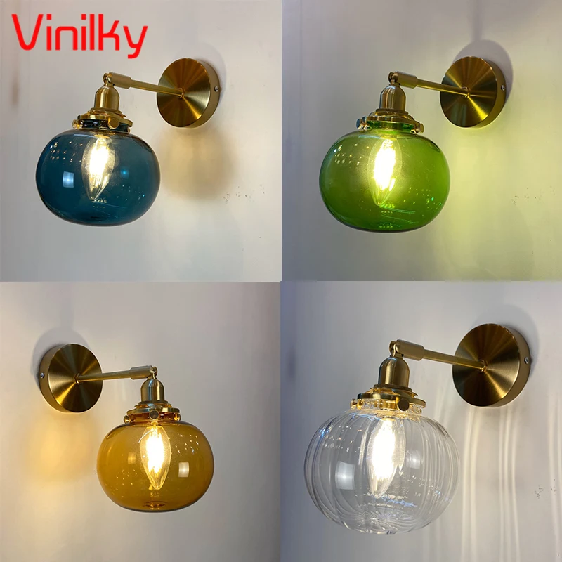 

﻿ Modern LED Wall Lights Fixtures Glass Wall Sconce Lamp Decora Home Bedside Background Lamps Round Wall Indoor Ceiling Lightin