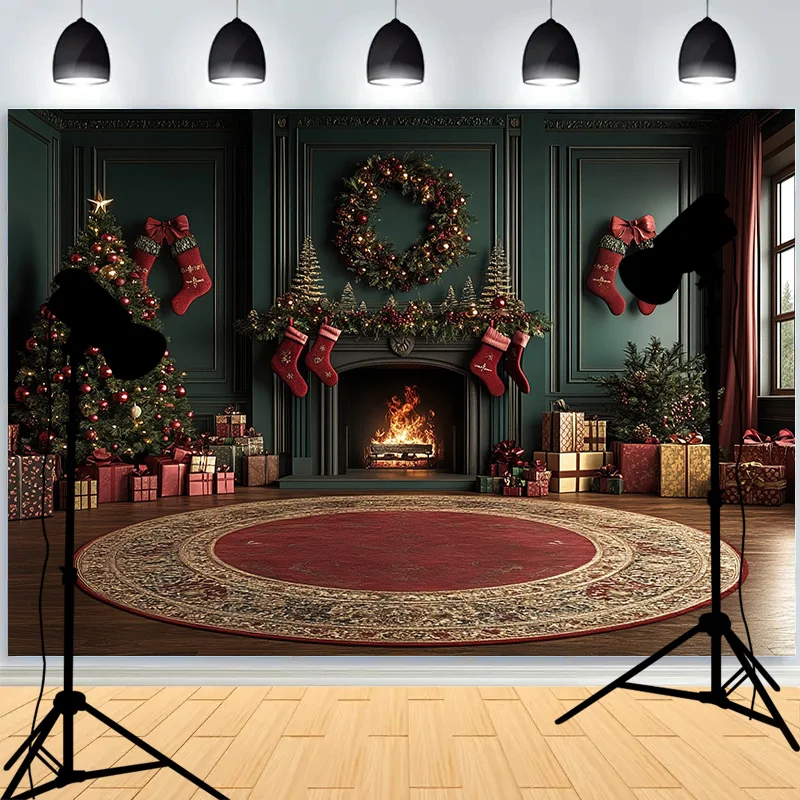 Happy New Year Christmas day Stage Photography Backdrops Props Family Decorations Festive Prizes Holiday Party Background DC-10