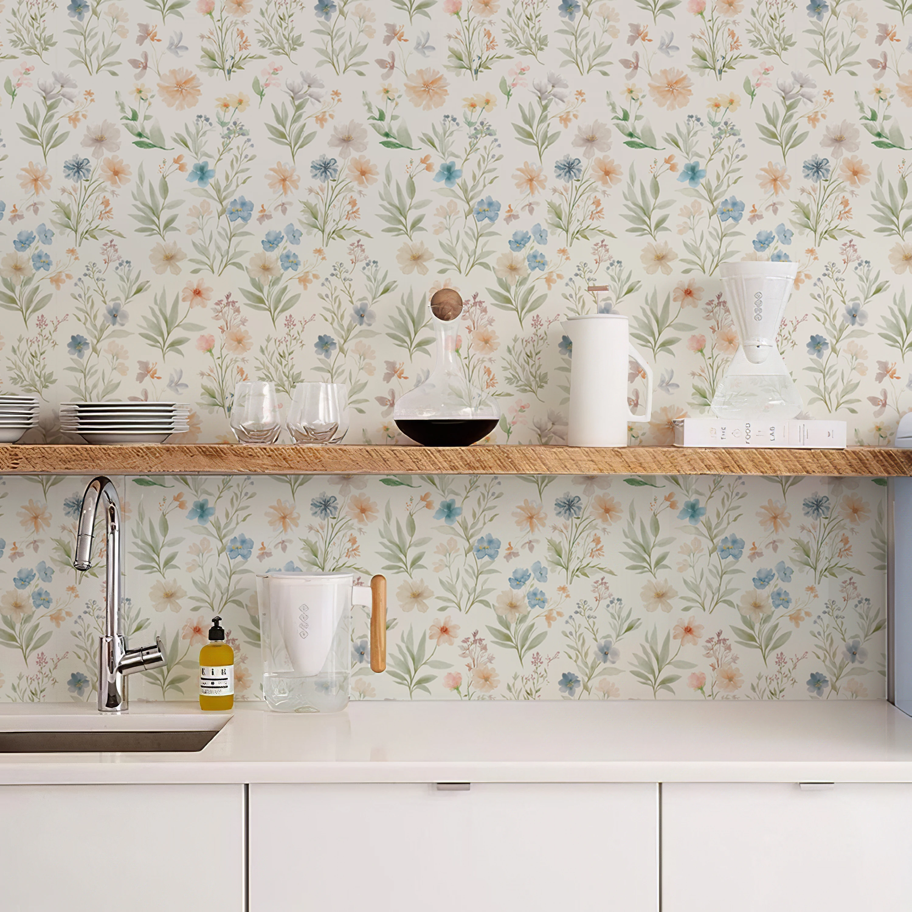 Waterproof Self Adhesive Floral Trees Peel And Stick Wallpaper Warm Wall Contact Paper Retro Cabinet Sticker For Furniture