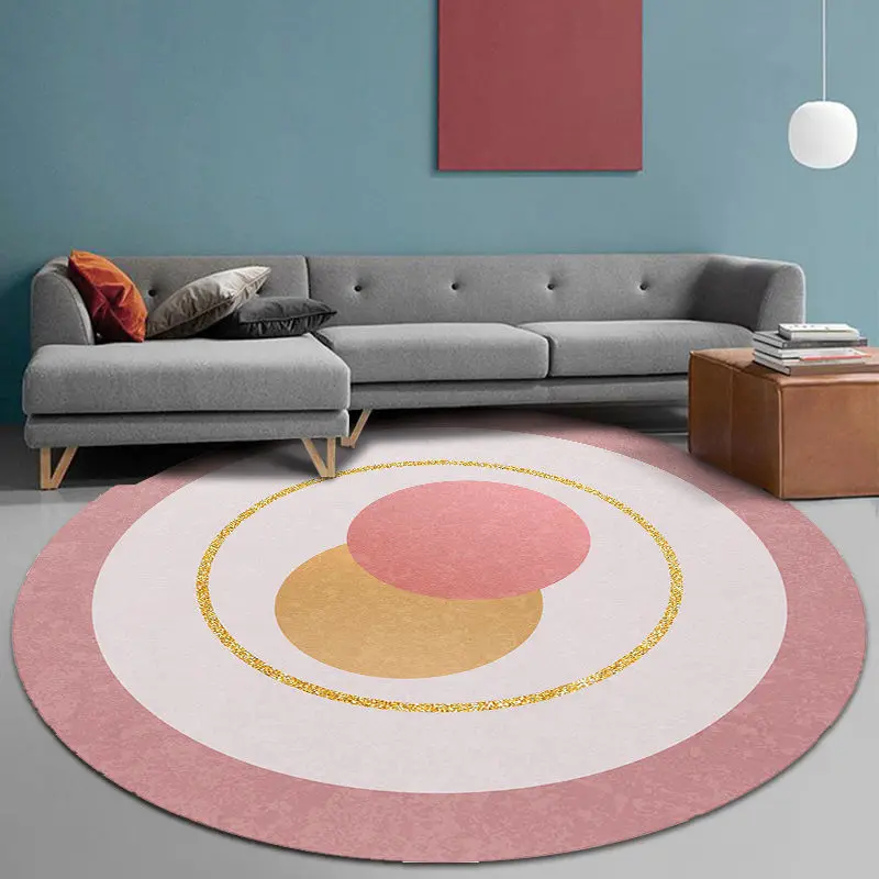 Round Crystal Pile Carpet – Soft Rug for Bedroom, Living Room & Children's Area, Decorative Home Mat with Non-Slip Base