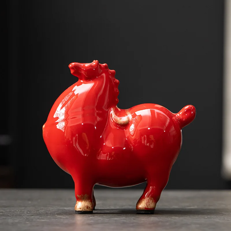Retro Minimalist Fat Horse Statue Room Aesthetic DecorationHorse Ceramic Sculpture Living Room Decoration Crafts Home Decoration